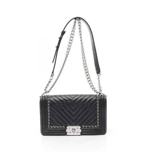 Chanel Boy Chevron Leather Shoulder Bag A67086
