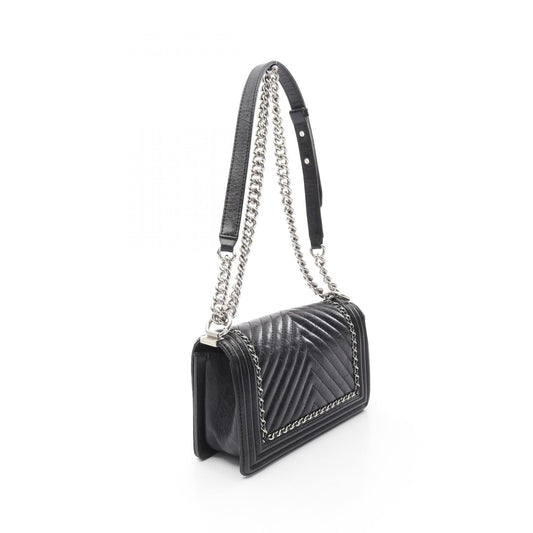 Chanel Boy Chevron Leather Shoulder Bag A67086
