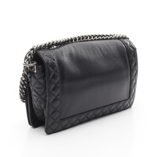 Chanel Boy Leather Shoulder Bag Black