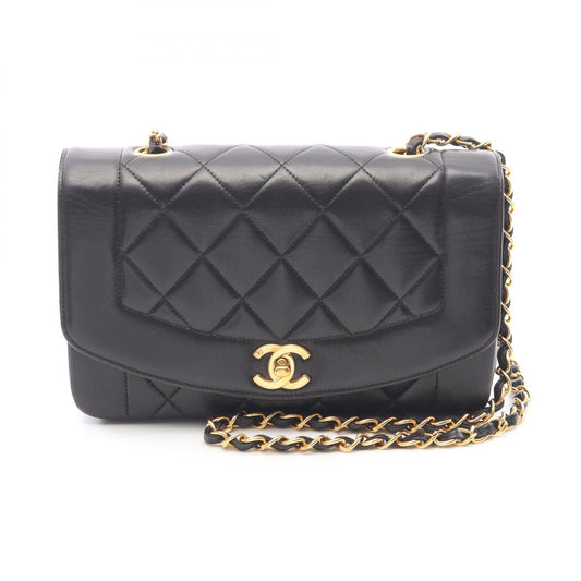 Chanel Lambskin Diana Flap Shoulder Bag Black