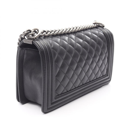 Chanel Boy Leather Shoulder Bag Black A67086