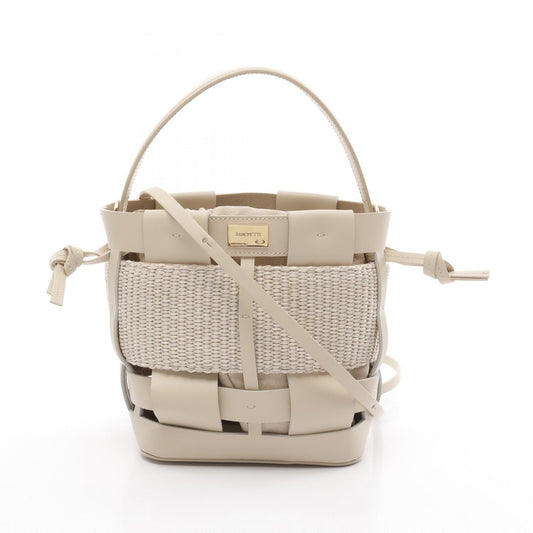 Zanchetti Woven Leather Bucket Handbag Beige