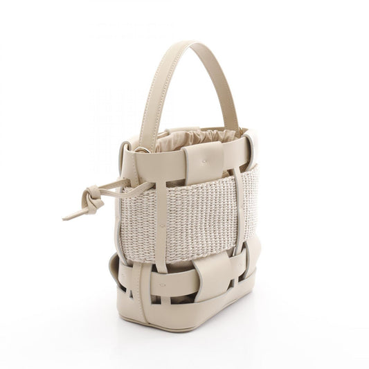 Zanchetti Woven Leather Bucket Handbag Beige