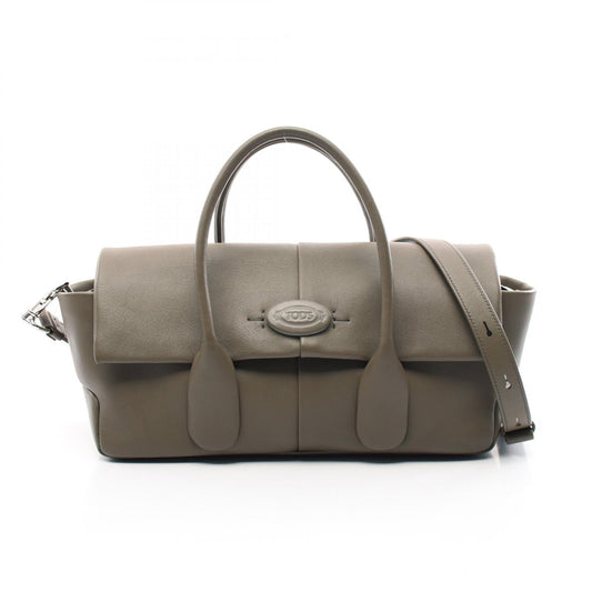 Tod's Leather Di Reverse EW Handbag Khaki