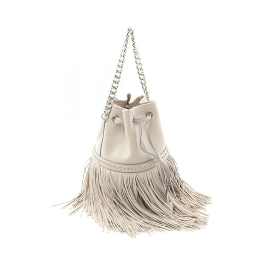 J&M Davidson Fringe Carnival Leather Handbag Beige