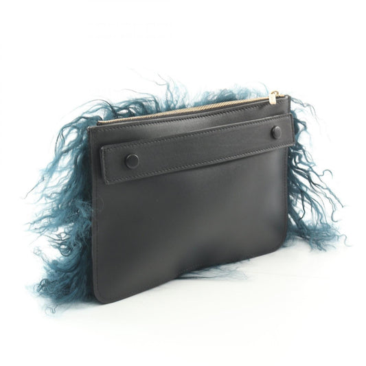 Valextra Leather Mongolian Fur Tote Bag