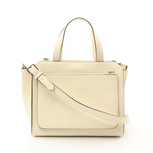 Valextra Leather Tote Bag Ivory