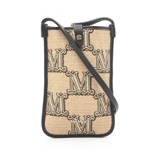 Max Mara Leather Raffia Phone Case Shoulder Bag