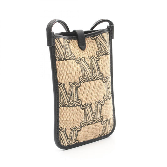 Max Mara Leather Raffia Phone Case Shoulder Bag