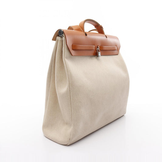 Hermes Toile Ash Leather Handbag