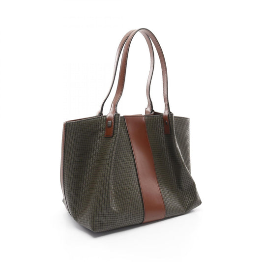Serapian Leather Tote Bag Khaki/Brown