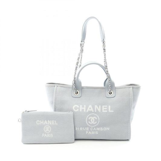Chanel Deauville Small Tote Bag Canvas Leather