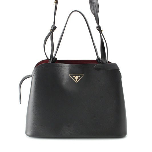 Prada Saffiano 2way Shoulder Handbag Tote Black