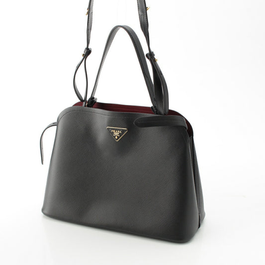 Prada Saffiano 2way Shoulder Handbag Tote Black