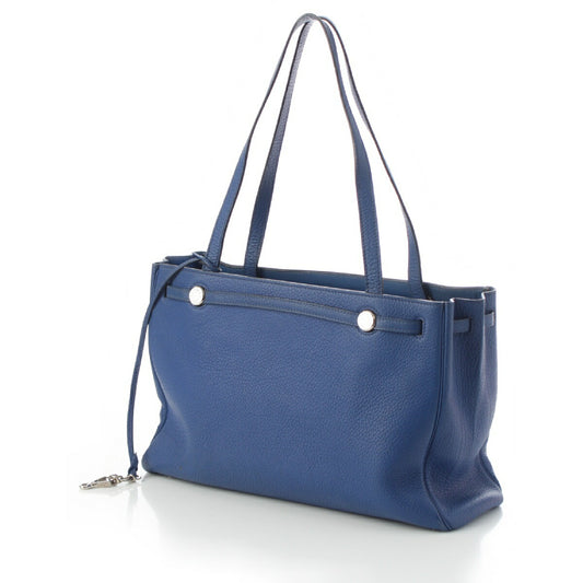 Hermes Blue Leather Tote Bag