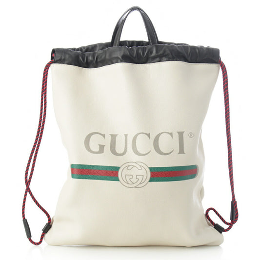 Gucci Leather Drawstring Logo 2WAY Backpack Tote