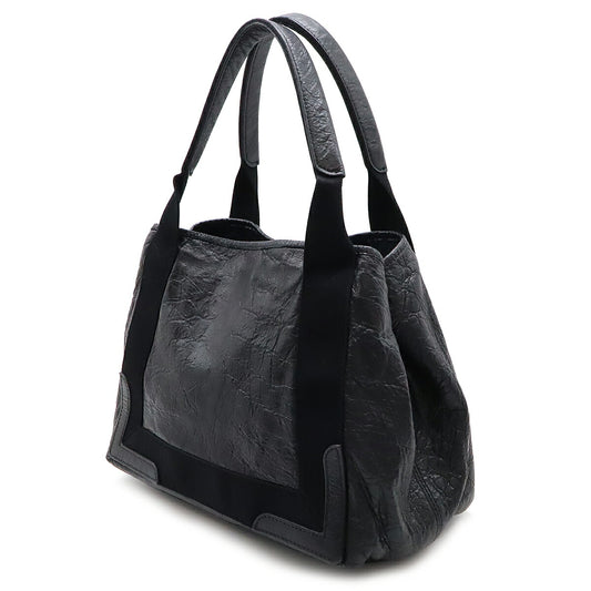 Balenciaga Navy Cabas Logo Leather Tote Bag