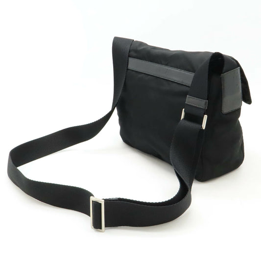 Prada Triangle Logo Nylon Leather Shoulder Bag