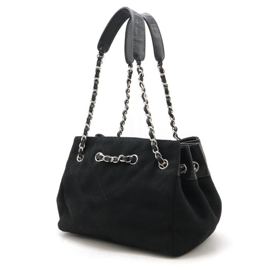 Chanel Chevron Canvas Leather Tote Bag