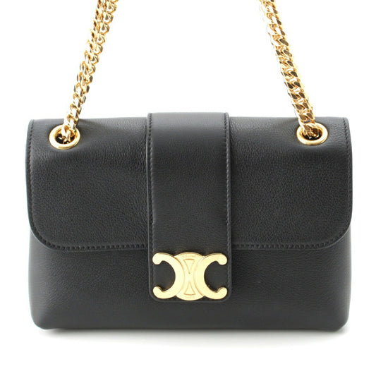 Celine Leather Triomphe Chain Shoulder Bag