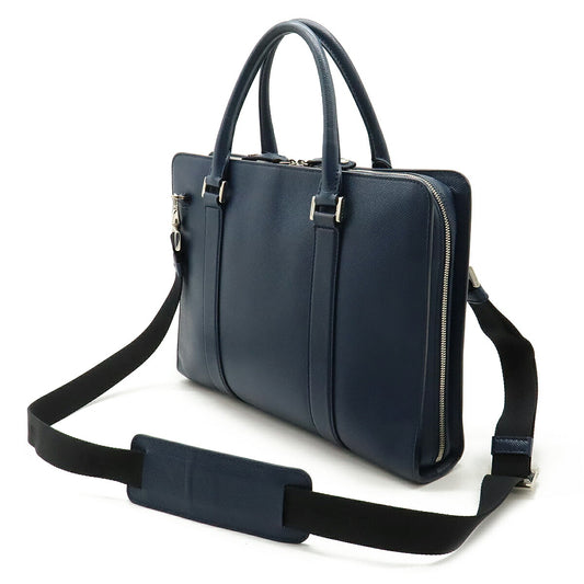 Bvlgari Leather Business Briefcase Navy