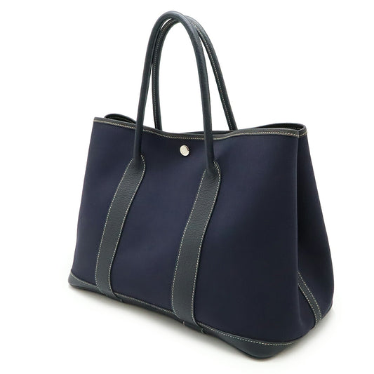 Hermes Garden Party PM Tote Bag Canvas Leather Navy