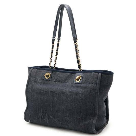 Chanel Denim/Leather Deauville Medium Tote Bag