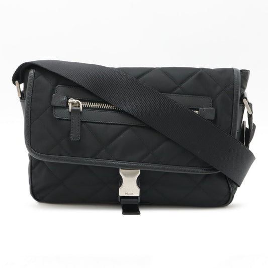 Prada Triangle Logo Nylon Leather Shoulder Bag