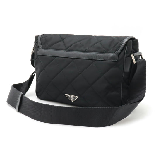 Prada Triangle Logo Nylon Leather Shoulder Bag