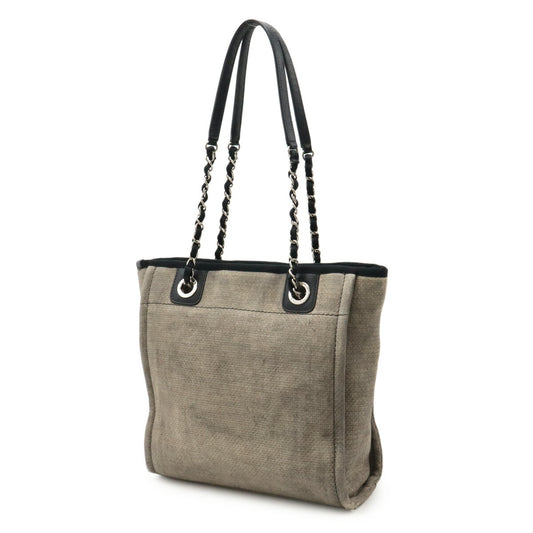 Chanel Deauville PM Tote Bag Canvas Leather