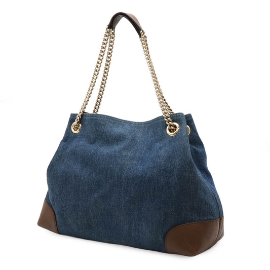 Gucci Soho Interlocking G Chain Bag Denim Leather