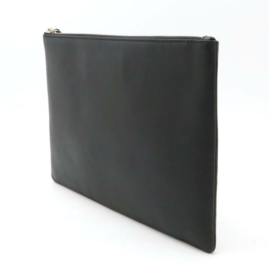 Balenciaga Leather Logo Clutch Bag Black