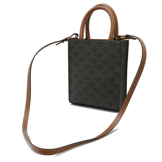 Celine Mini Vertical Cabas Triomphe Canvas Leather Bag