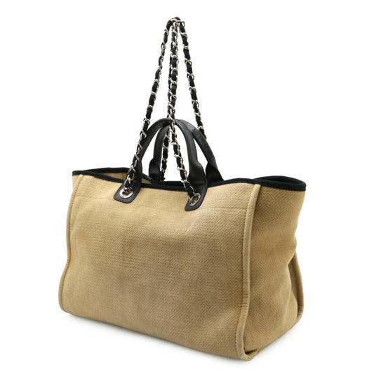 Chanel Deauville Tote GM Canvas Leather Bag