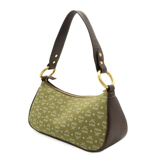MCM Visetos Logo Canvas Leather Shoulder Bag