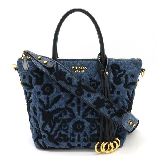 Prada Denim Leather Corsaire Handbag 2WAY