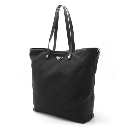 Prada Nylon Leather Robot Logo Tote Bag