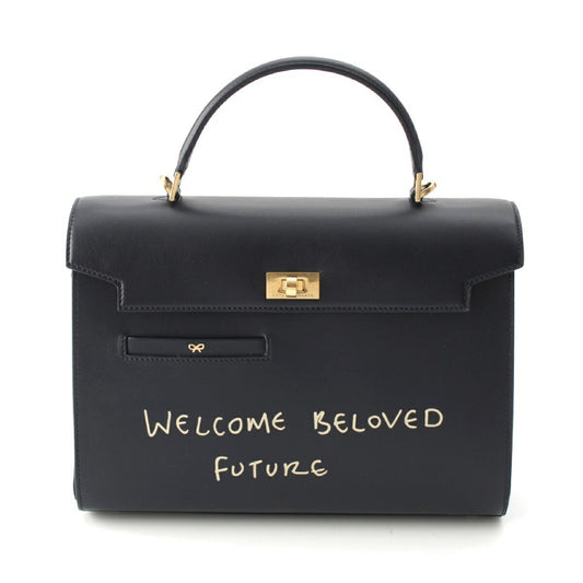 Anya Hindmarch Leather 2way Shoulder Handbag Navy