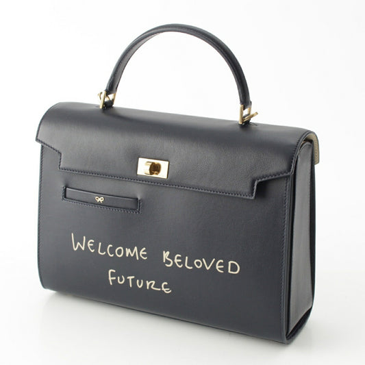 Anya Hindmarch Leather 2way Shoulder Handbag Navy