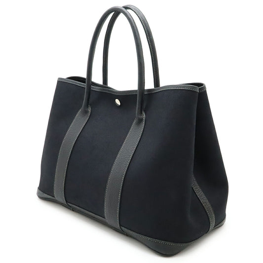 Hermes Garden Party PM Tote Bag Canvas Leather Black