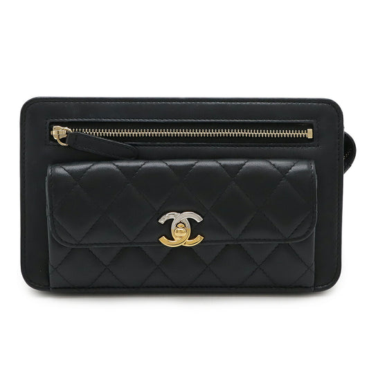 Chanel Lambskin Matelasse Clutch Bag AP0171