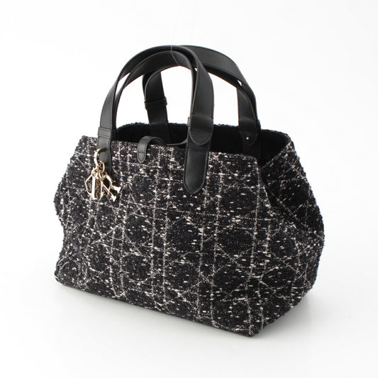 Dior Tweed Cannage Toujours Handbag with Pouch