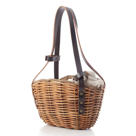 Ebagos Leather Raffia Straw Shoulder Bag