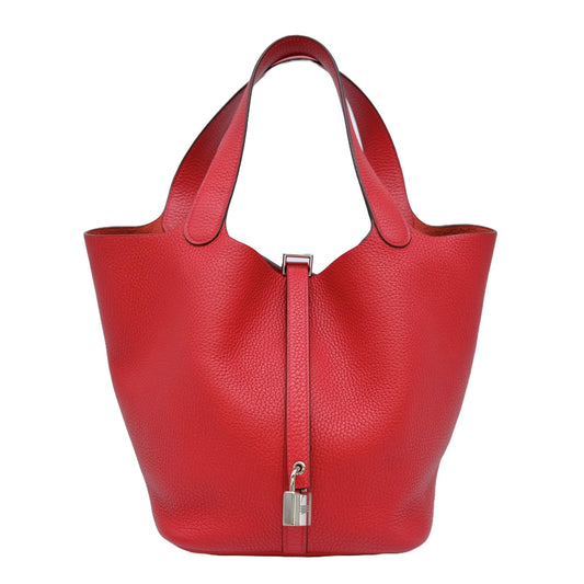 Hermes Picotin Lock MM Handbag Red Leather