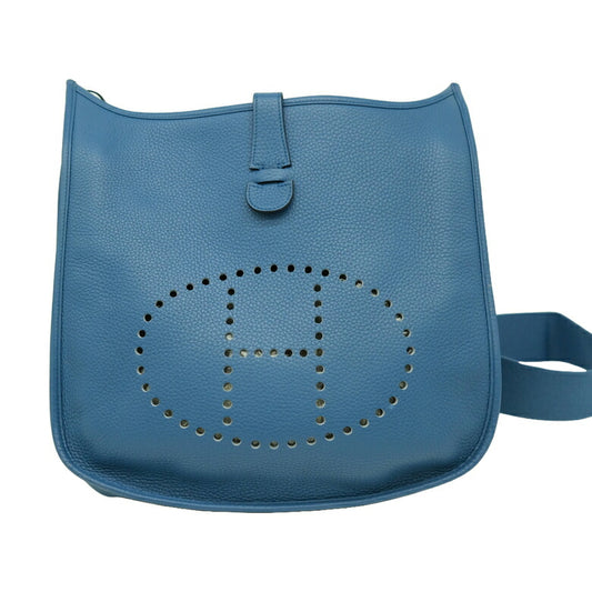 Hermes Evelyne 3 PM Shoulder Bag Blue Leather