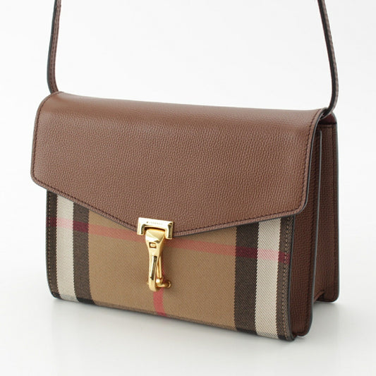 Burberry Leather Macken House Check Shoulder Bag