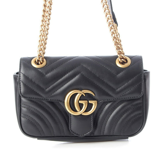 Gucci Leather GG Marmont Heart Chain Crossbody Bag