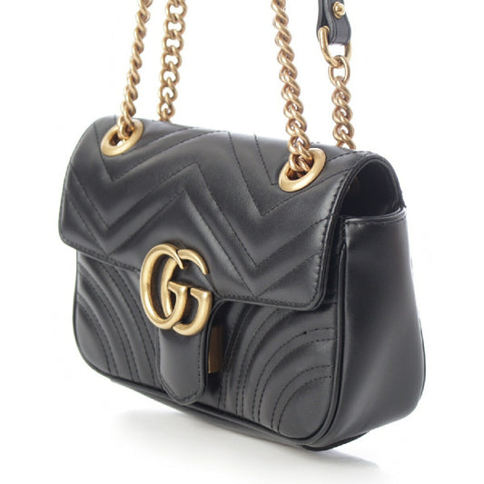 Gucci Leather GG Marmont Heart Chain Crossbody Bag