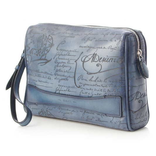 Berluti Leather Scritto Calligraphy Clutch