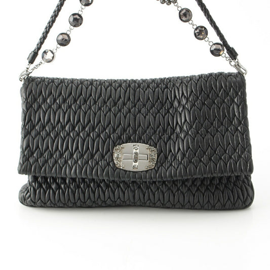 Miu Miu Leather Crystal Chain Handbag